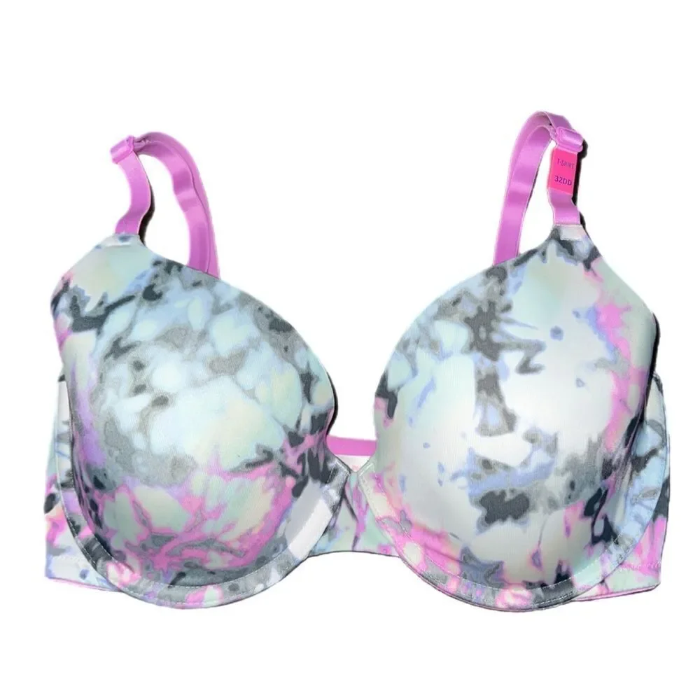 Victoria’s Secret Pink Wear Everywhere T- shirt Lightly Lined Bra tie die 32DD
